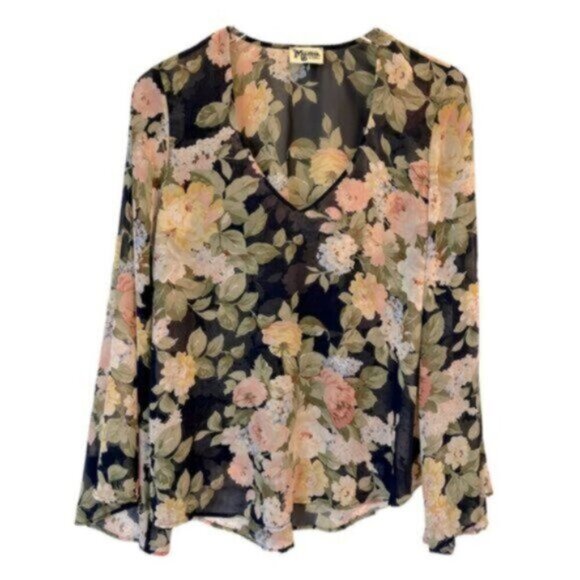 Show Me Your Mumu |  Navy Floral Hippy Dippy Party Blossom Top Blouse Size XS - Picture 2 of 10